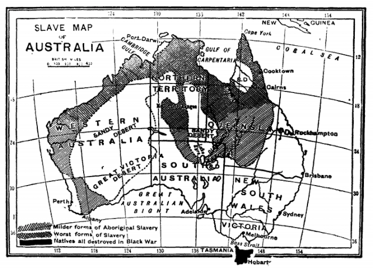 Slave map in Australia