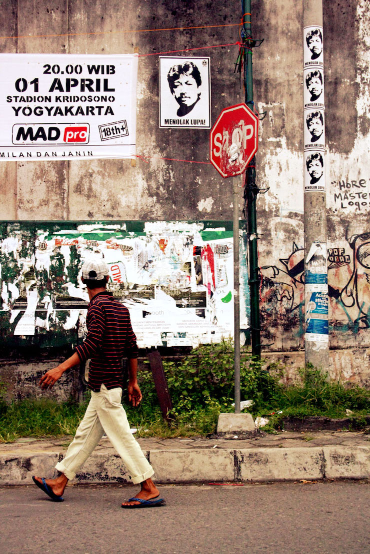 Sketsa Munir di jalanan Yogyakarta